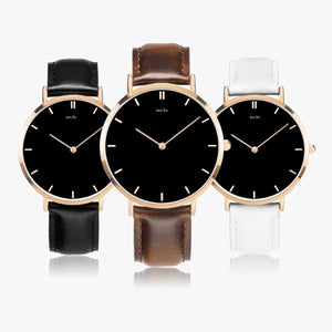 164. Hot Selling Ultra-Thin Leather Strap Quartz Watch (Rose Gold With Indicators) - mo.be