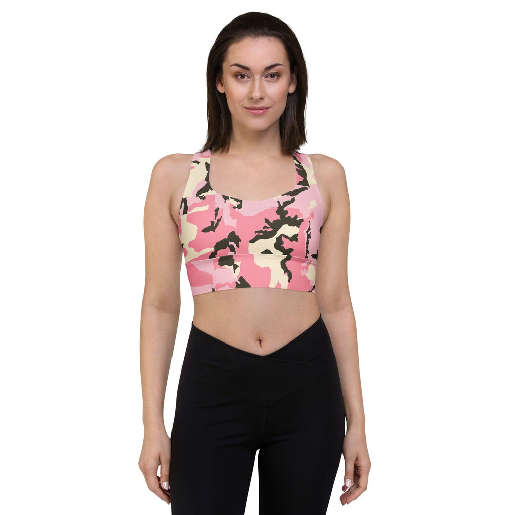 mo.be longline pink camo sports bra - mo.be