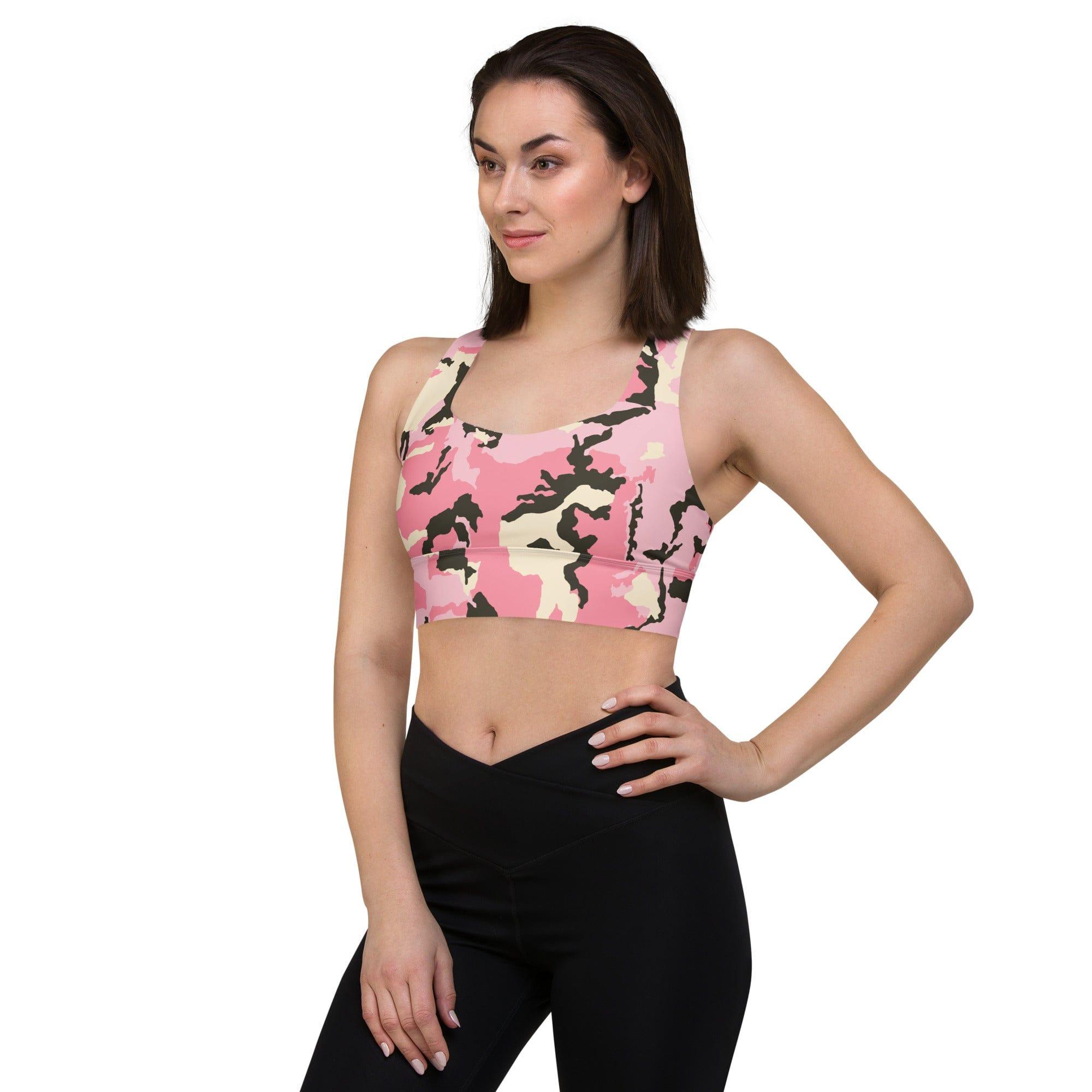 mo.be longline pink camo sports bra - mo.be