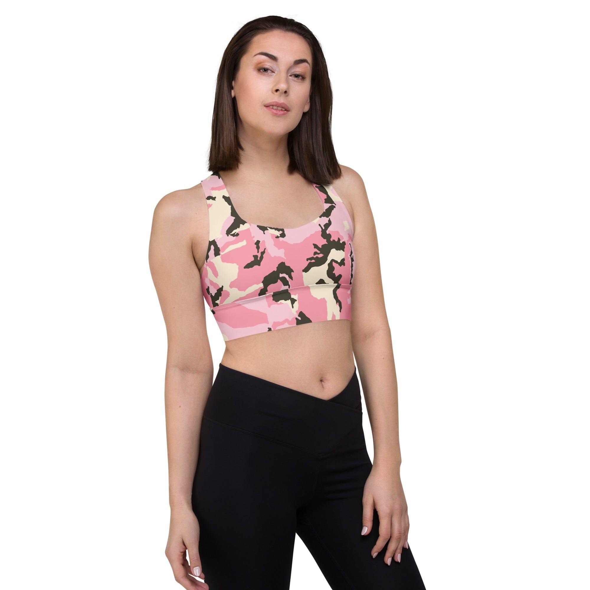 mo.be longline pink camo sports bra - mo.be