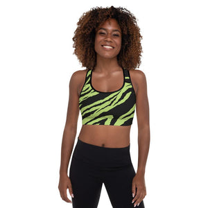 green tiger padded sports bra - mo.be