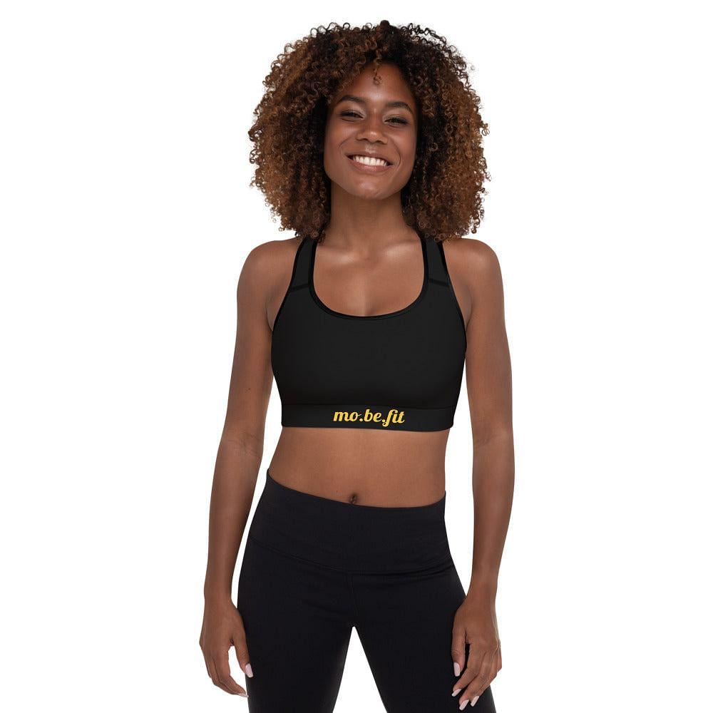mo.be.fit black padded sports bra - mo.be