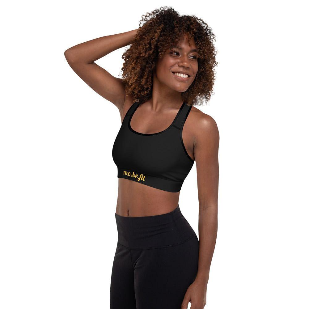 mo.be.fit black padded sports bra - mo.be