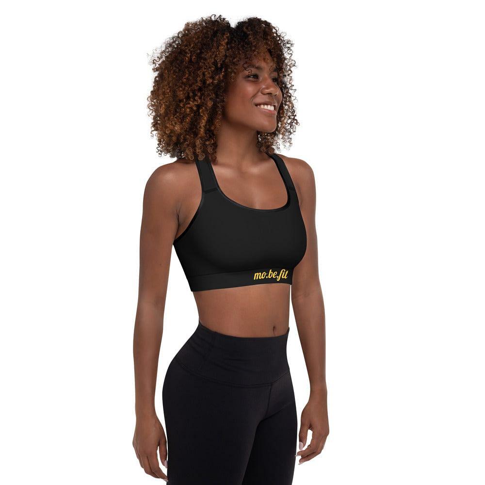 mo.be.fit black padded sports bra - mo.be