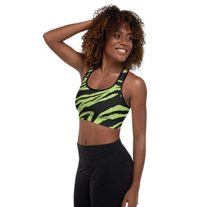 green tiger padded sports bra - mo.be