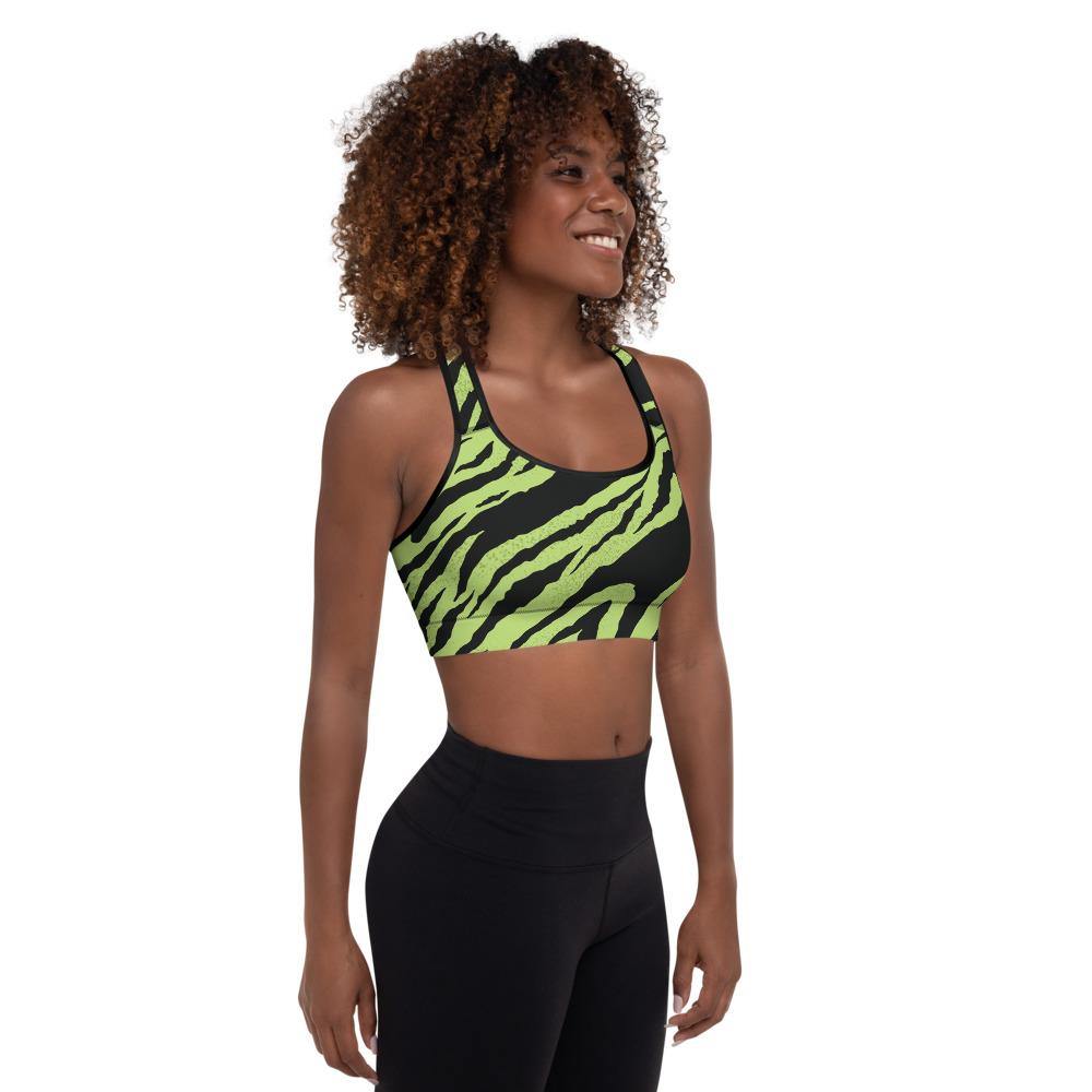 green tiger padded sports bra - mo.be